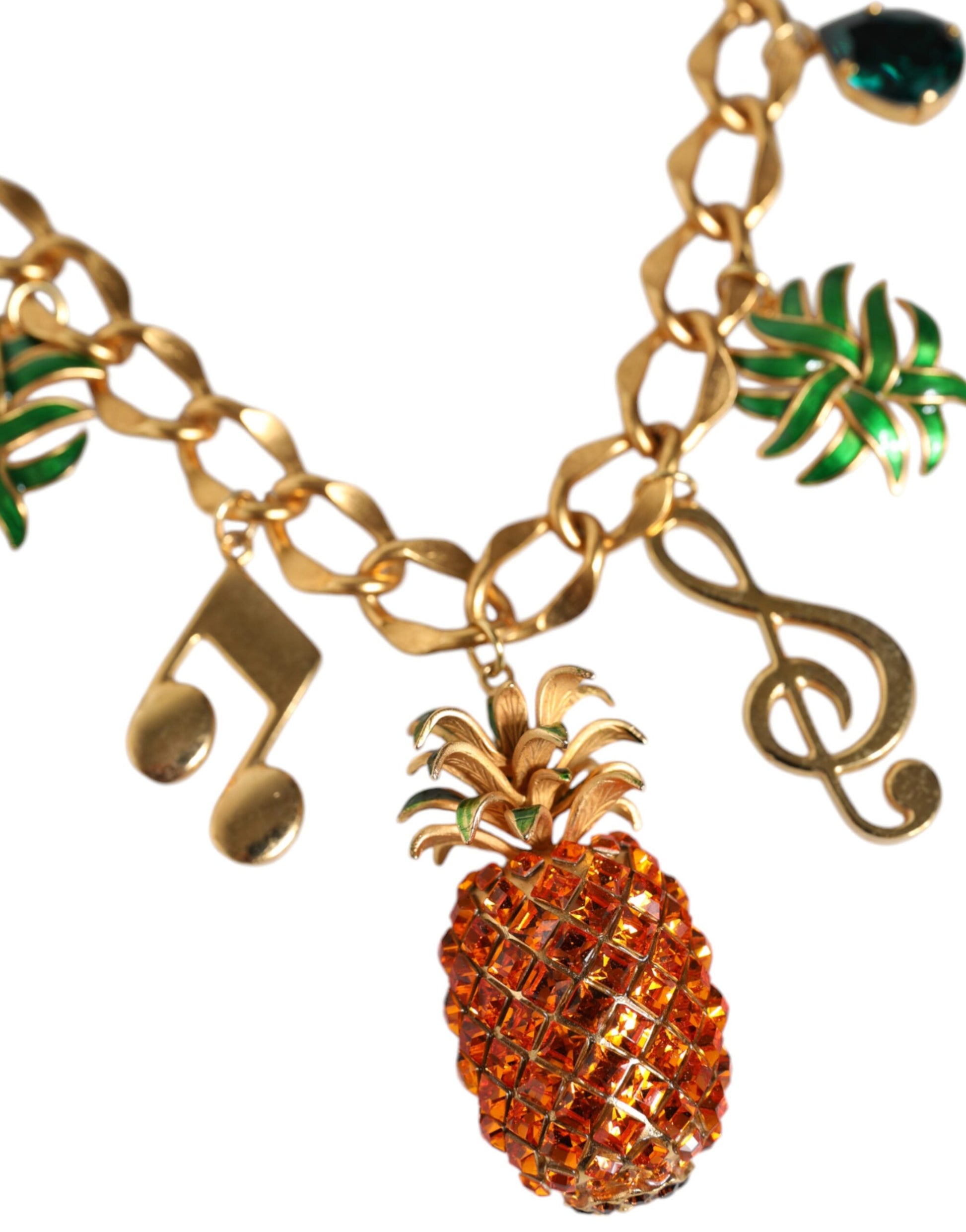 Goudkleurige messing ketting ananas kristal muzikale ketting