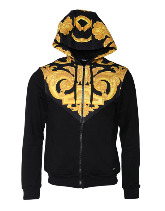 Zwarte Medusa Print Katoenen Full Zip HoodieSweater Sweater