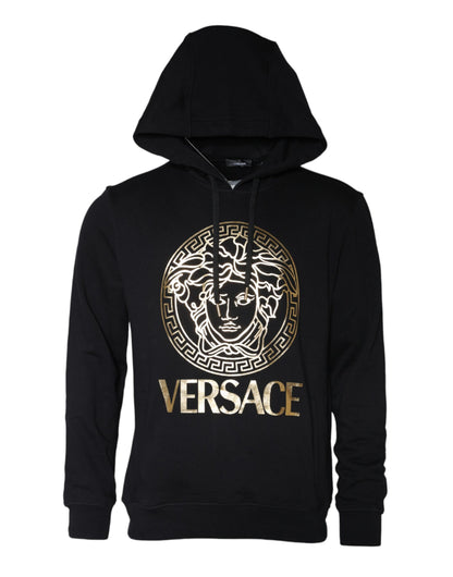 Zwarte Medusa Print Katoenen HoodiePullover Sweatshirt Trui