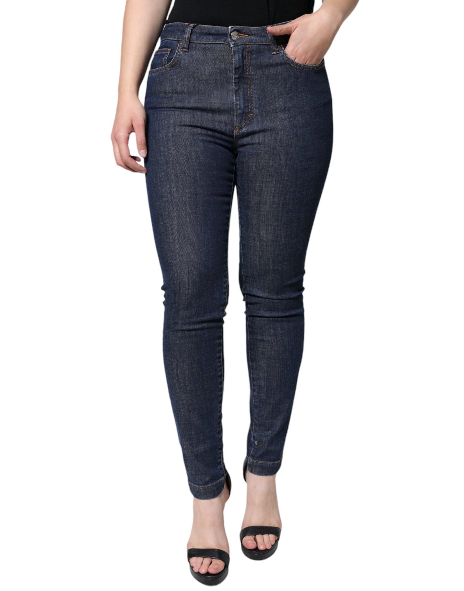 Donkerblauwe QUEEN katoenen skinny denim jeans