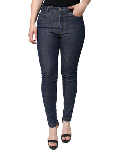 Donkerblauwe QUEEN katoenen skinny denim jeans