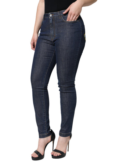 Donkerblauwe QUEEN katoenen skinny denim jeans