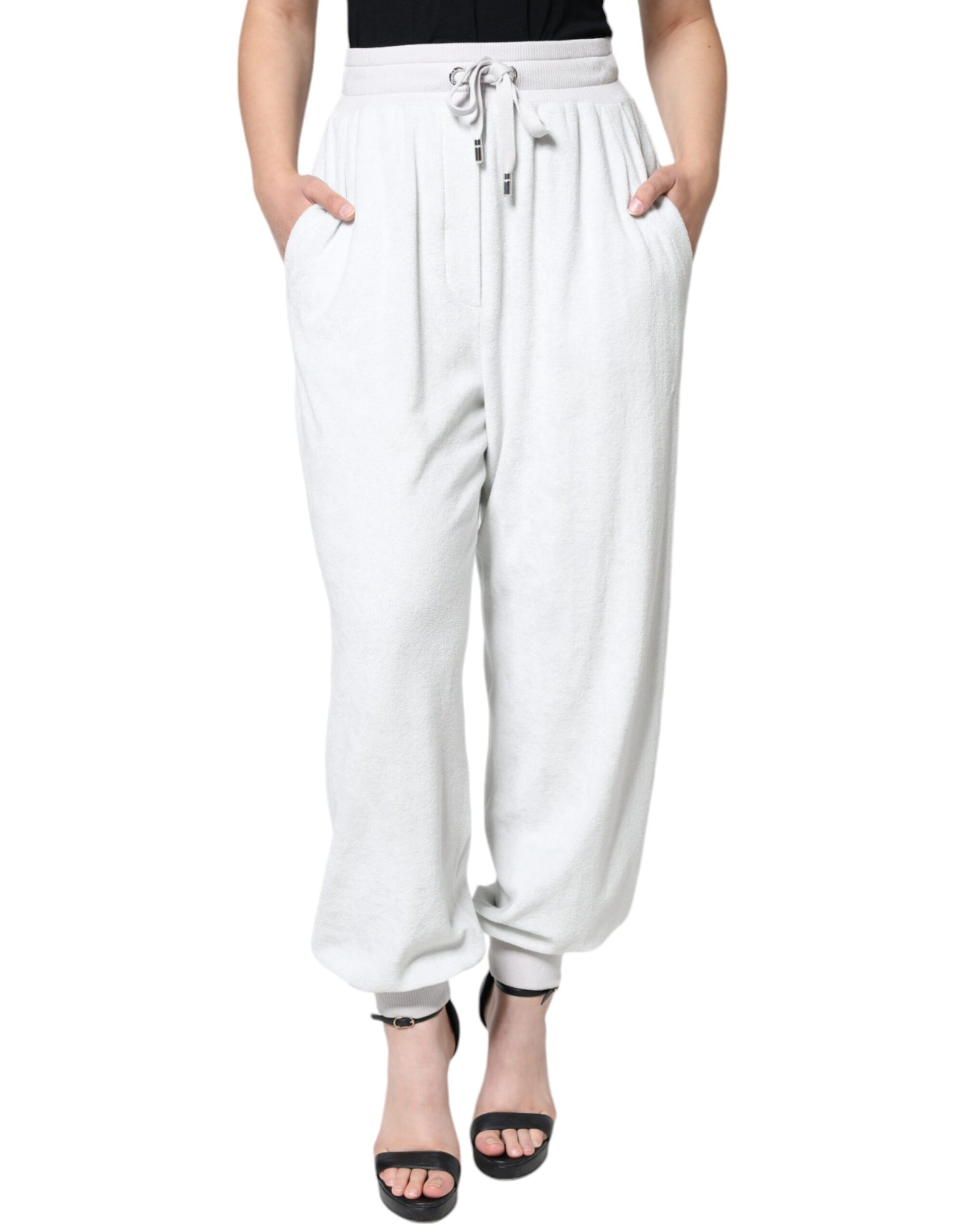 Witte Nylon Jogger Sweatpants Broek