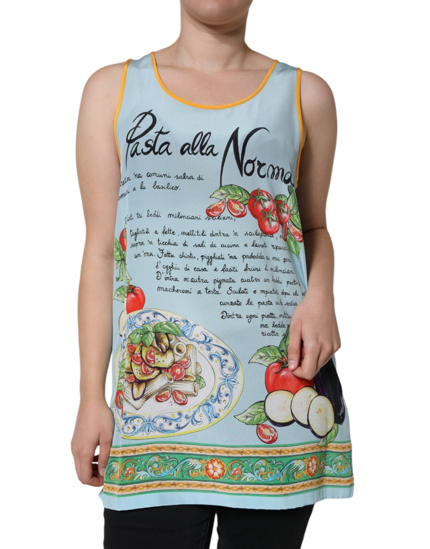 Tanktop met veelkleurige Pasta Alla Norma-print