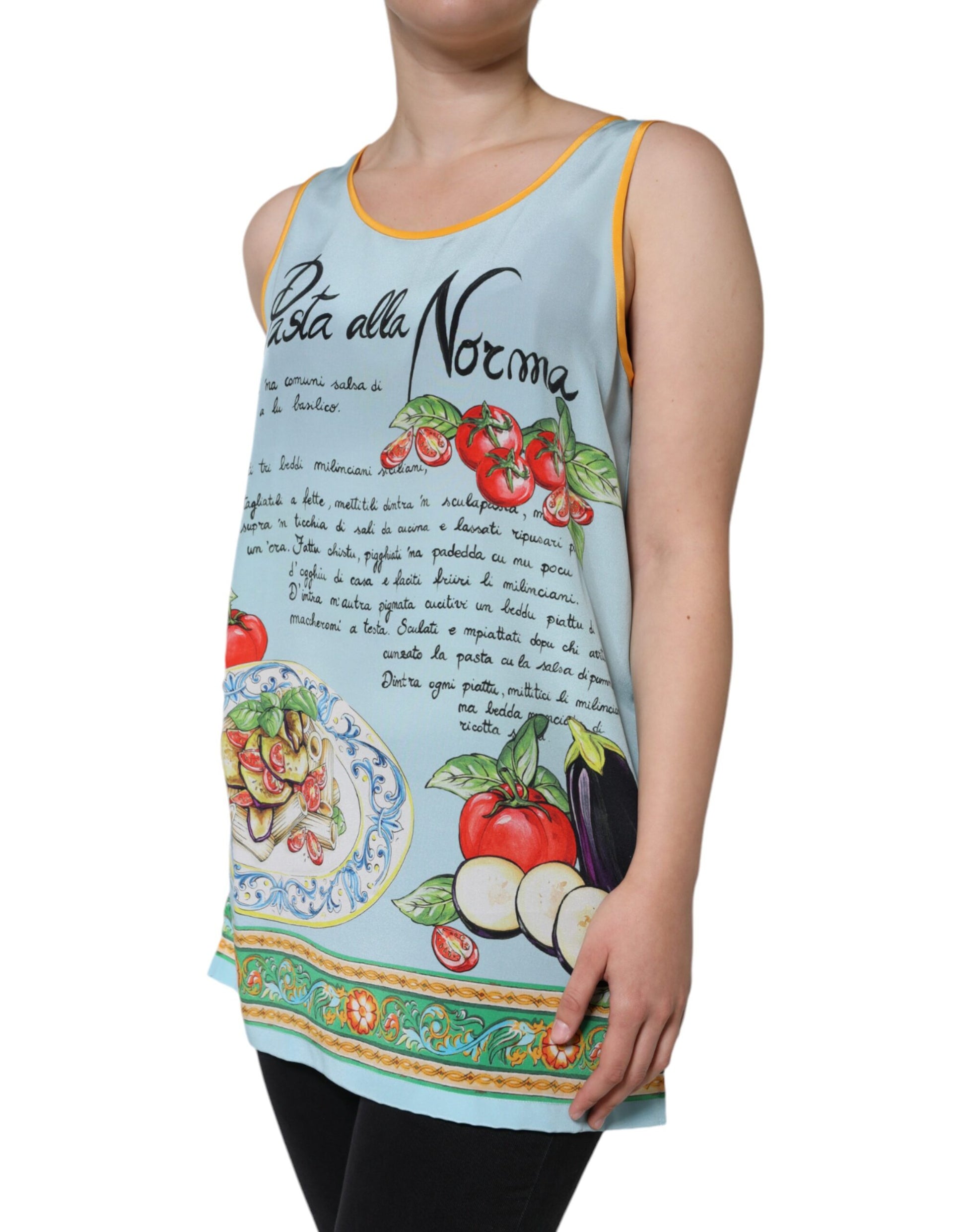 Tanktop met veelkleurige Pasta Alla Norma-print