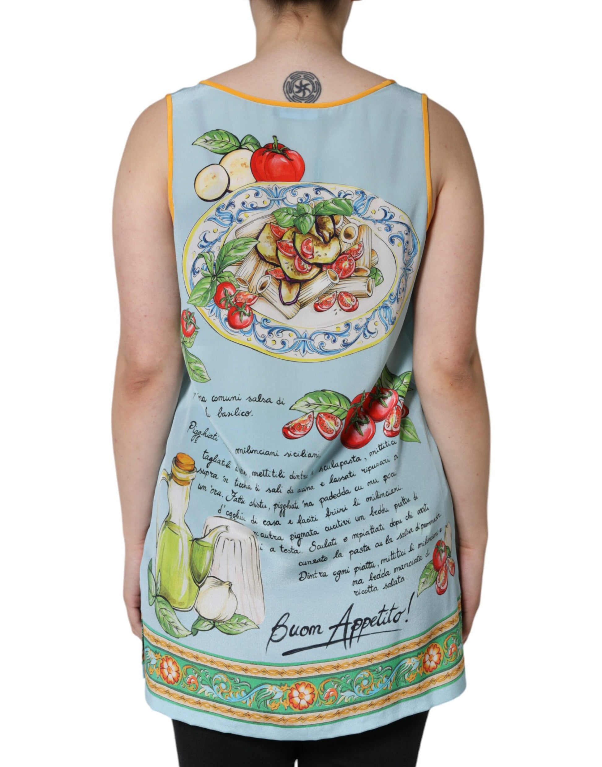 Tanktop met veelkleurige Pasta Alla Norma-print