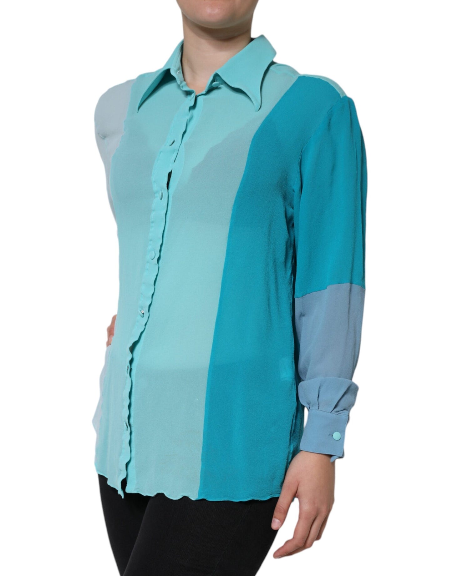 Meerkleurige blouse met lange mouwen en knopen