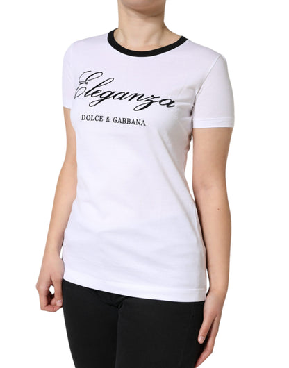 Wit Eleganza Print Katoenen T-shirt met Korte Mouwen