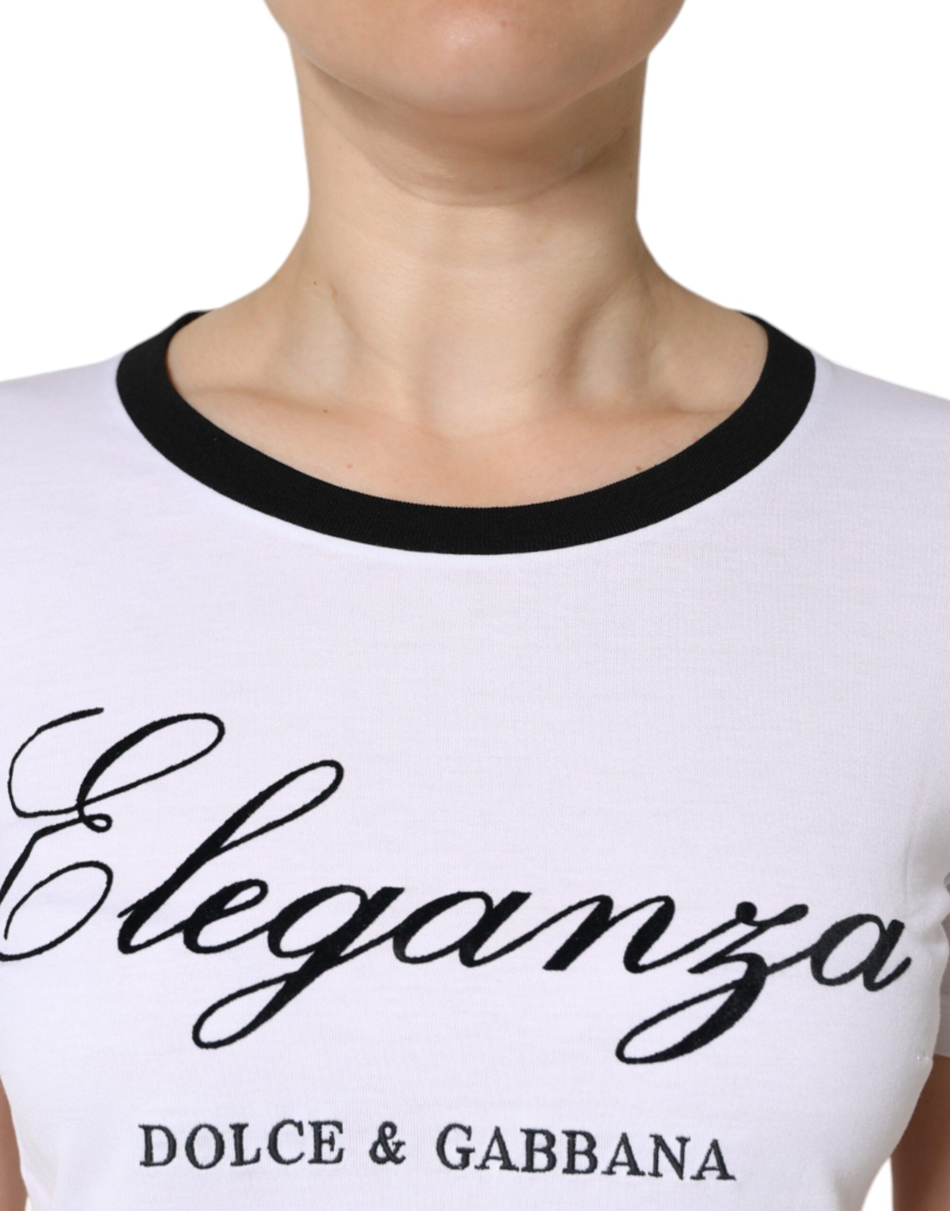 Wit Eleganza Print Katoenen T-shirt met Korte Mouwen