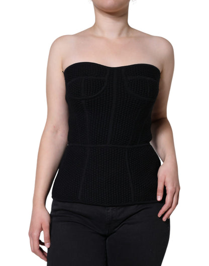 Zwarte Bustier Mouwloze Corset Blouse Top