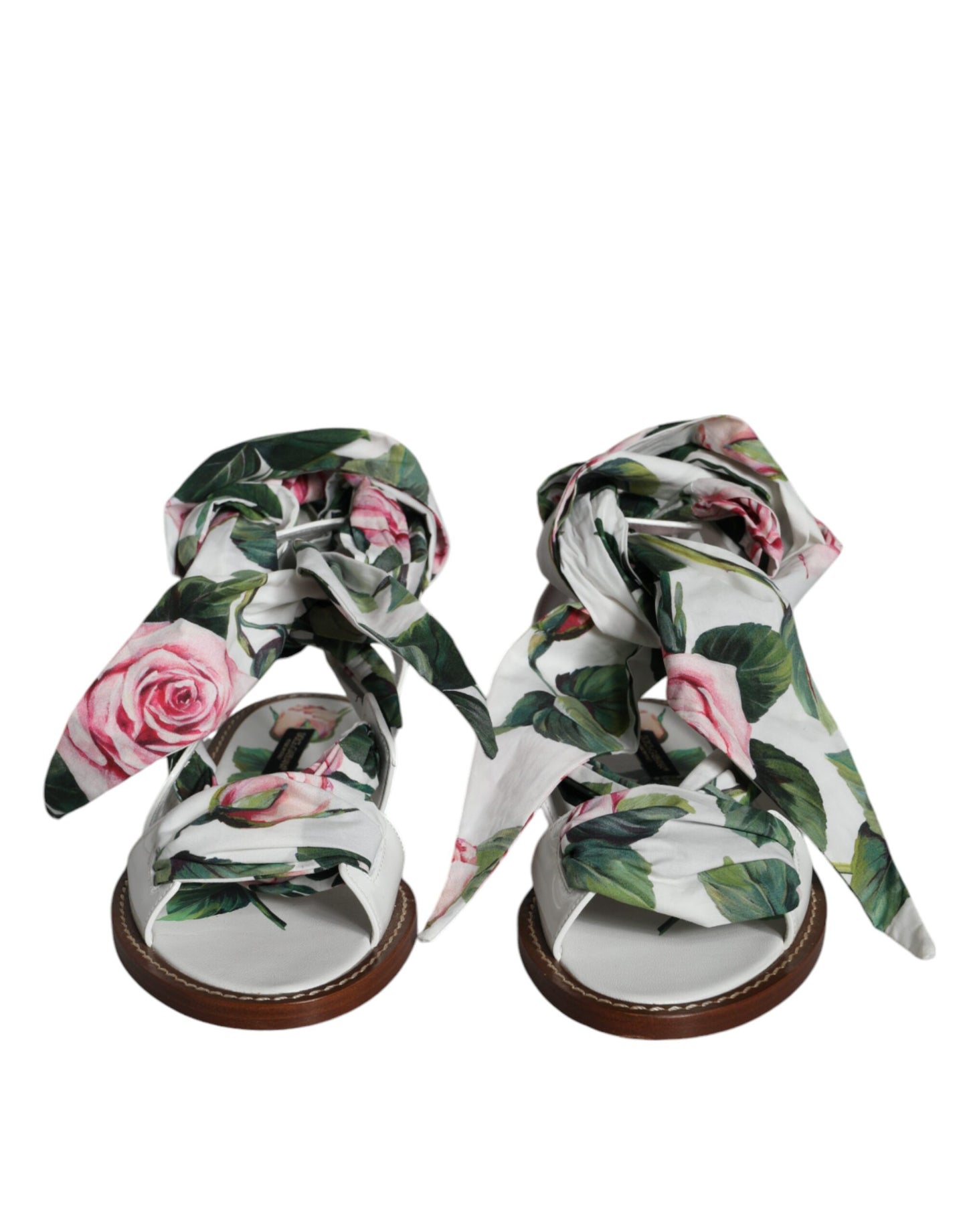 Meerkleurige enkelband sandalen met bloemenprint