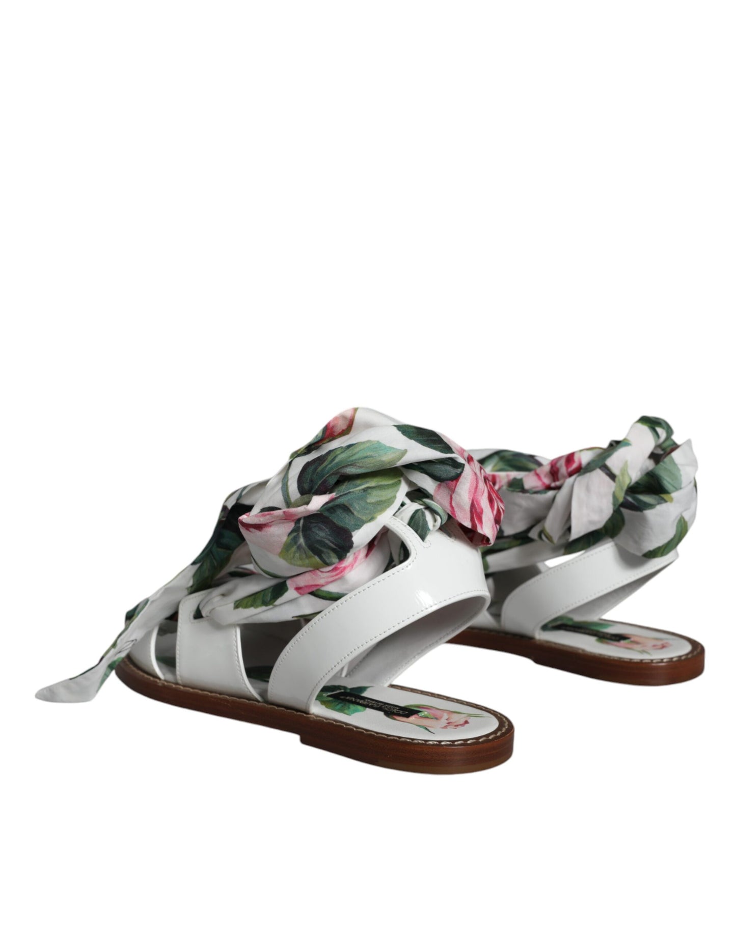 Meerkleurige enkelband sandalen met bloemenprint