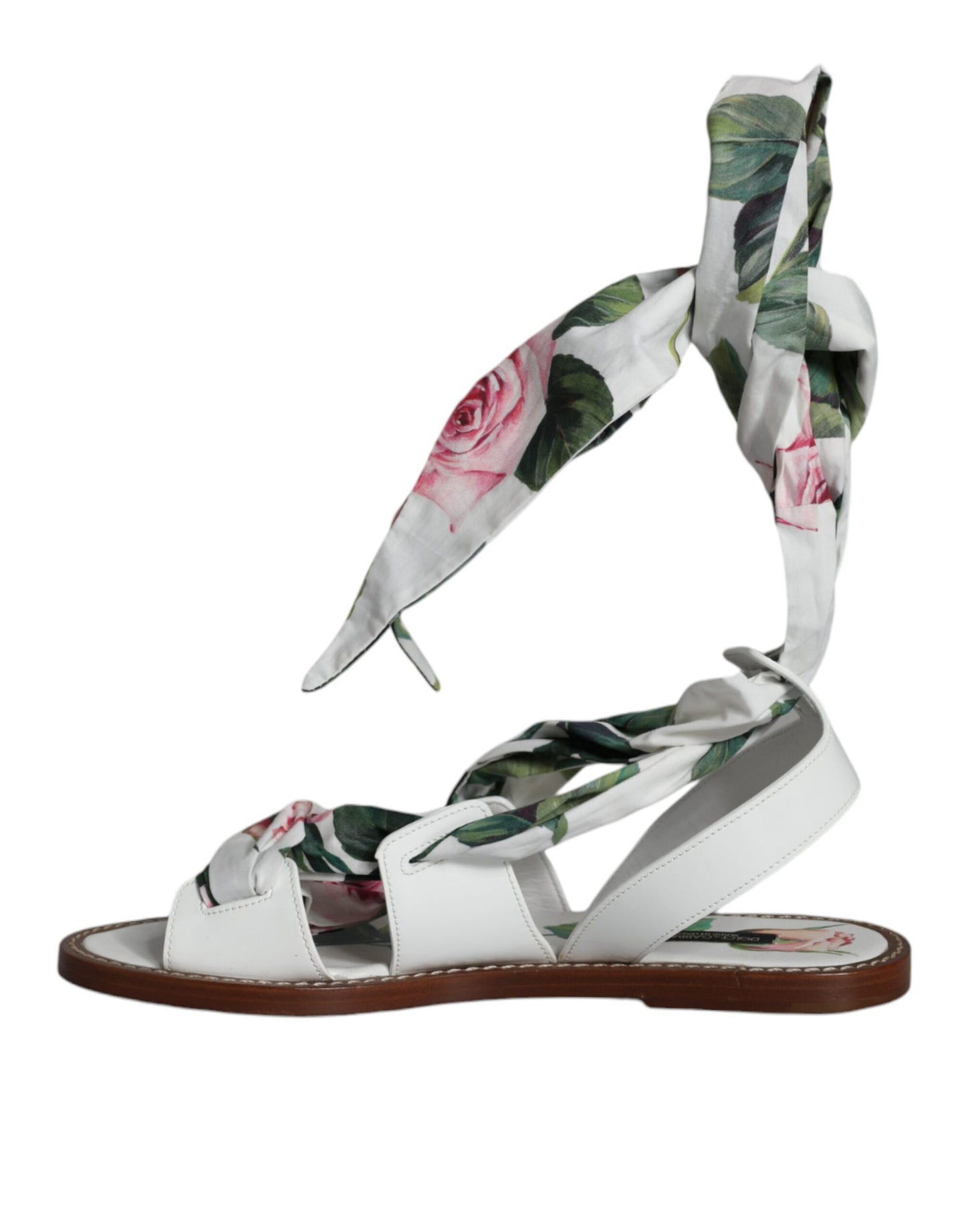 Meerkleurige enkelband sandalen met bloemenprint