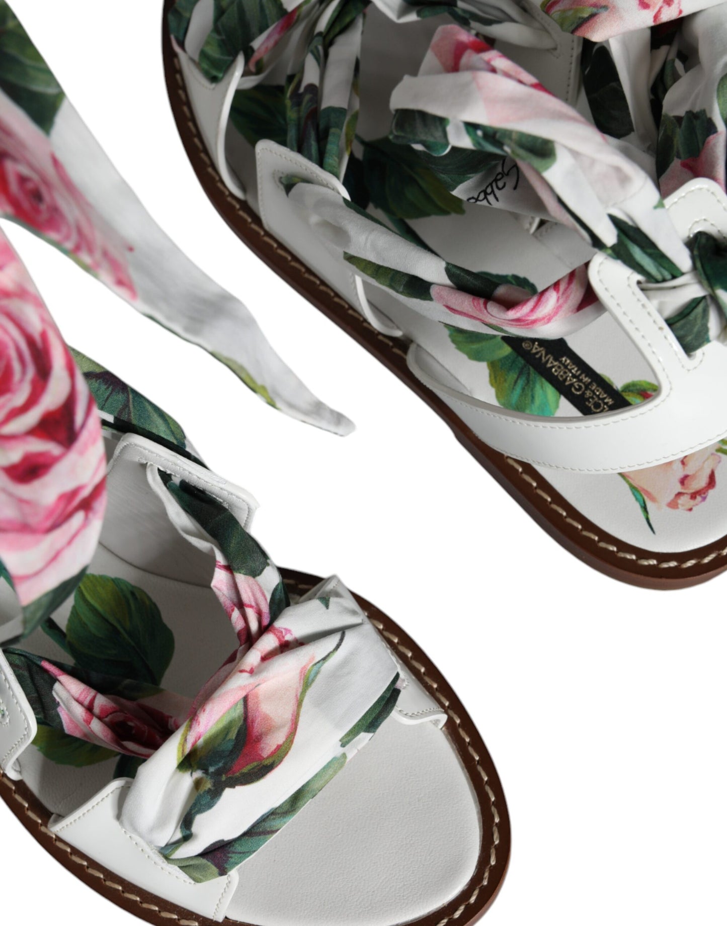 Meerkleurige enkelband sandalen met bloemenprint