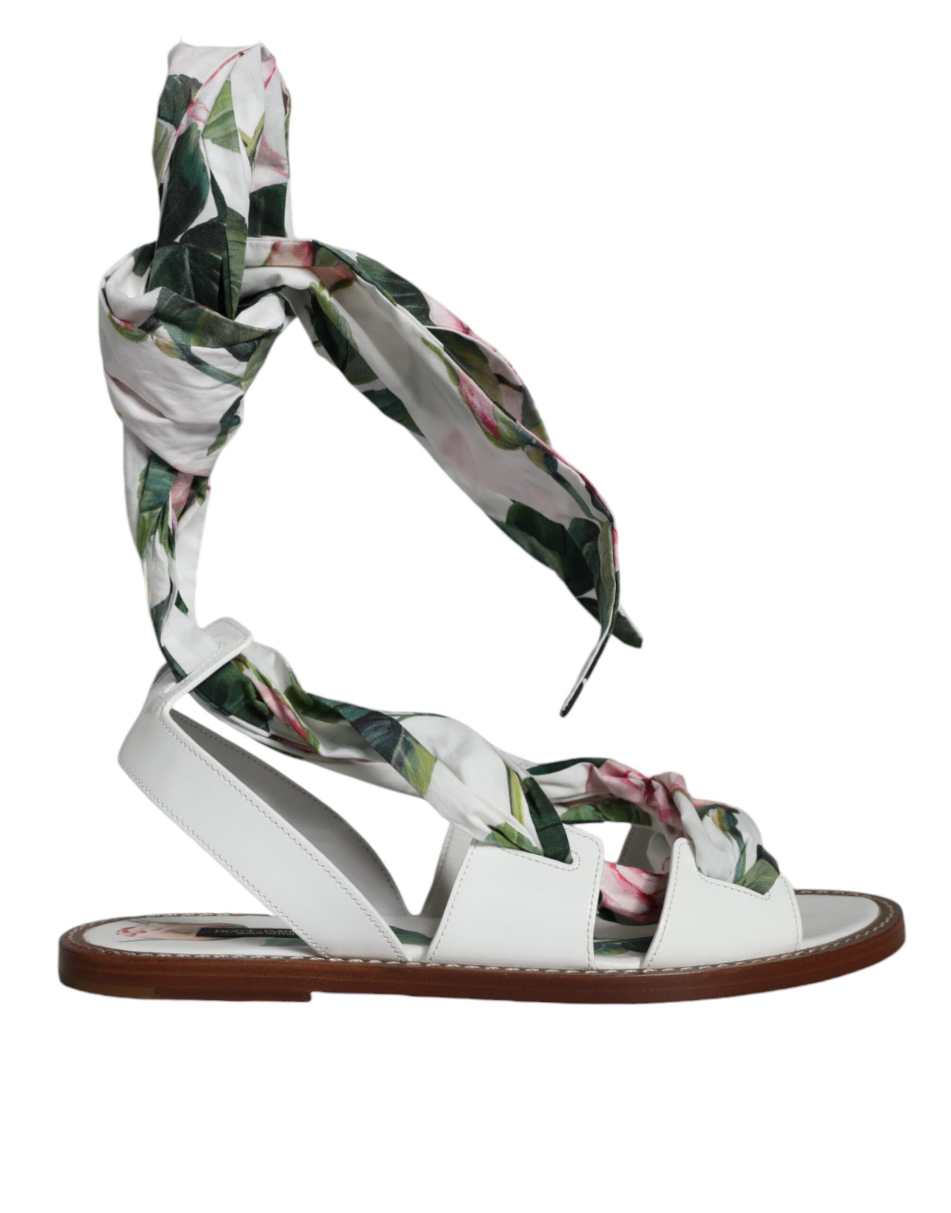 Meerkleurige enkelband sandalen met bloemenprint