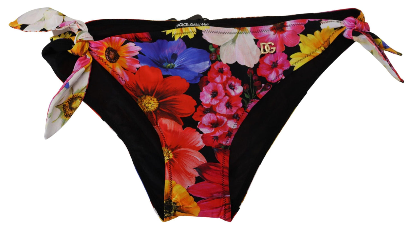 Zwarte bloemenprint badpak bikinibroekje badmode