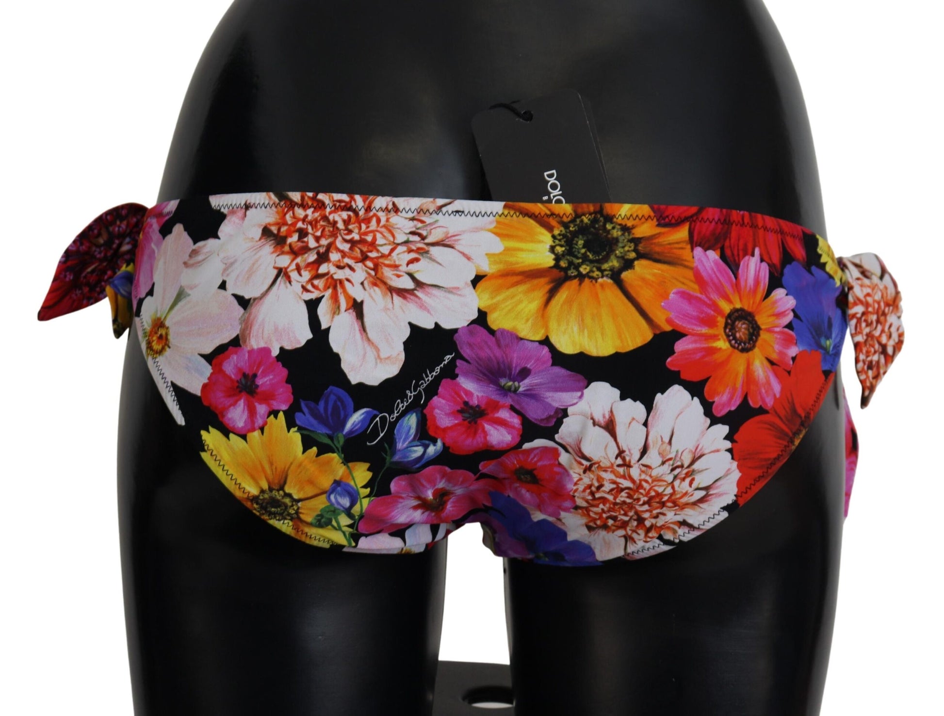 Zwarte bloemenprint badpak bikinibroekje badmode