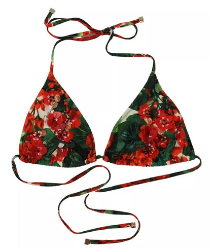 Veelkleurige Geranium Halter Beachwear Bikini Top