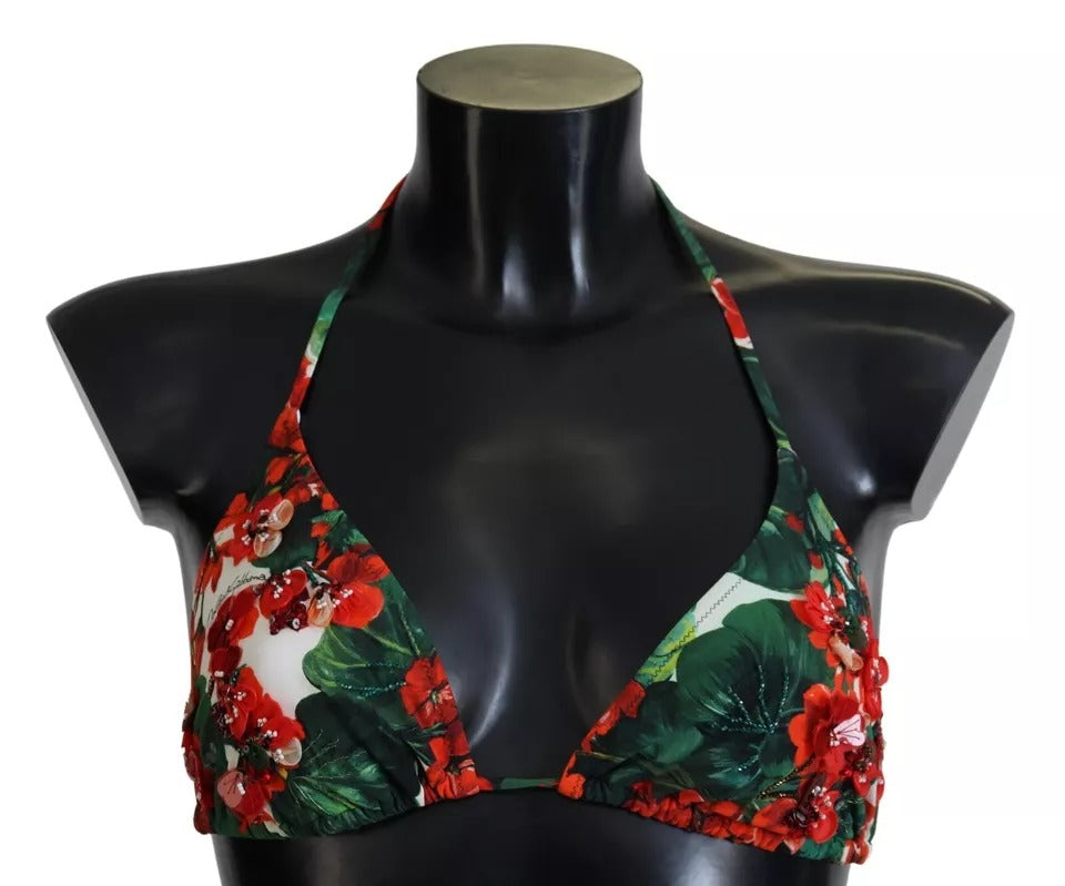 Veelkleurige Geranium Halter Beachwear Bikini Top