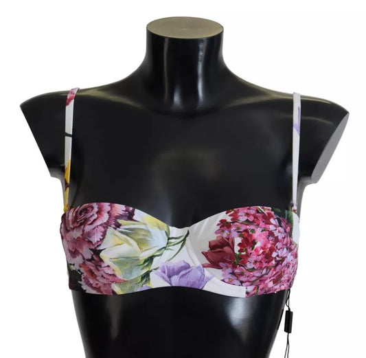 Witte bloemenprint strandkleding badmode bikinitop