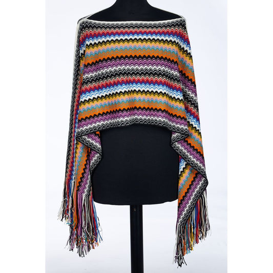 Veelkleurige wollen poncho