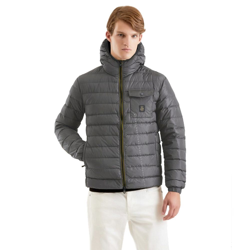 Gray Nylon Men Jacket