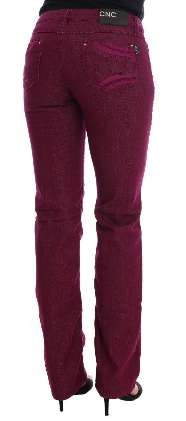 Sleek Red Straight Fit Luxury Jeans