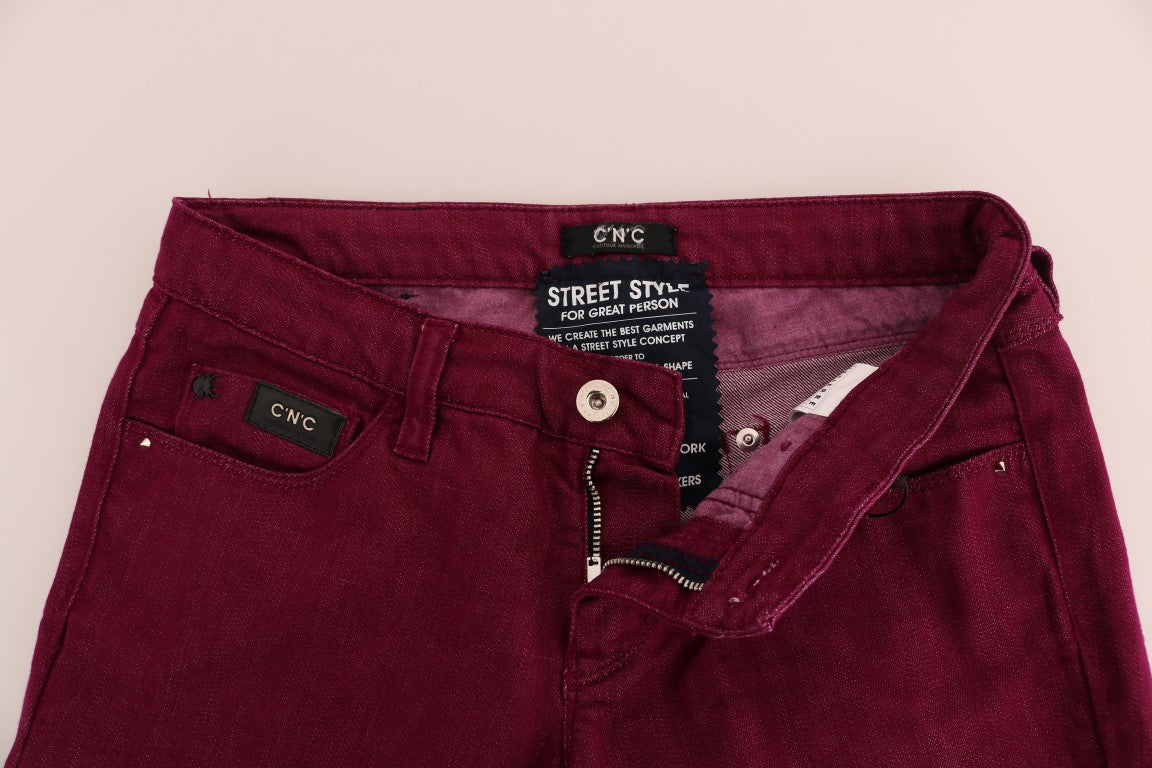 Strakke rode rechte luxe jeans