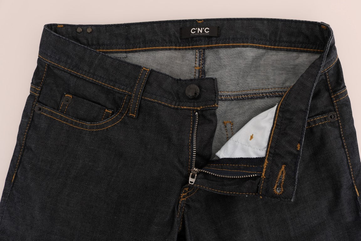 Chique donkerblauwe straight fit jeans