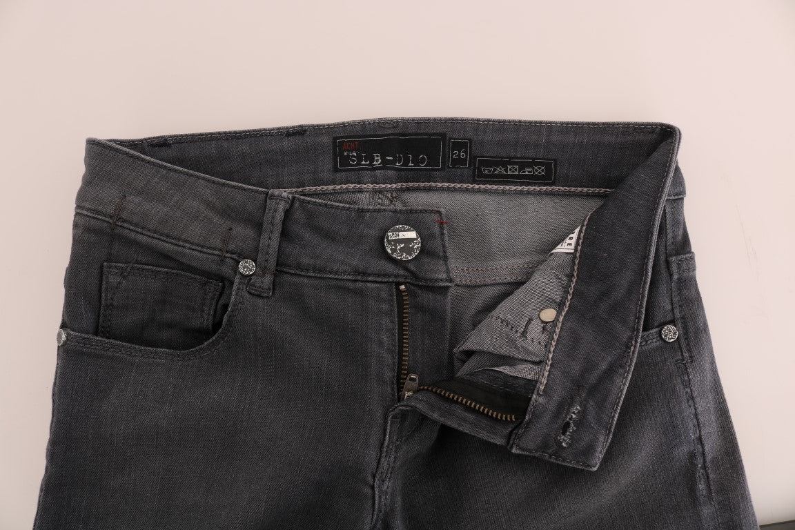 Strakke grijze slim-fit designer jeans