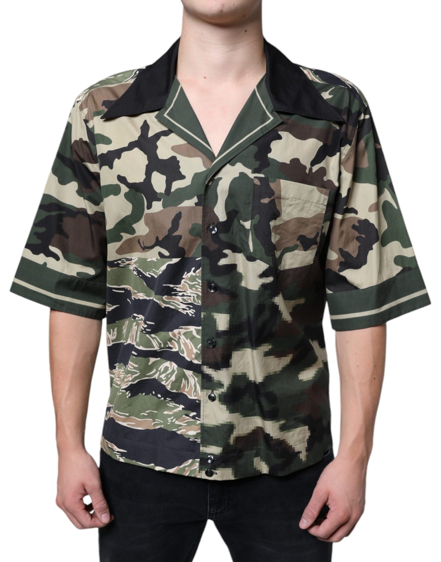 Multicolor Camouflage Button Down Heren Casual Overhemd