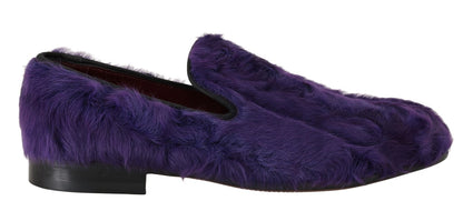 Pluche paarse schapenbont loafers