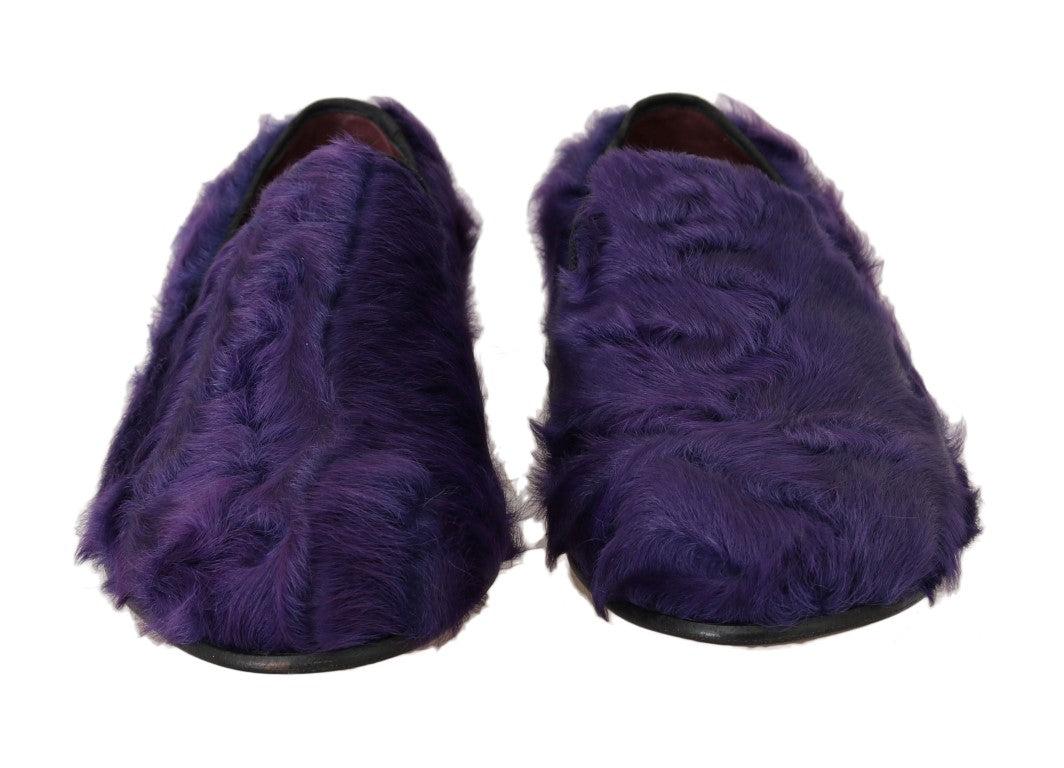 Pluche paarse schapenbont loafers