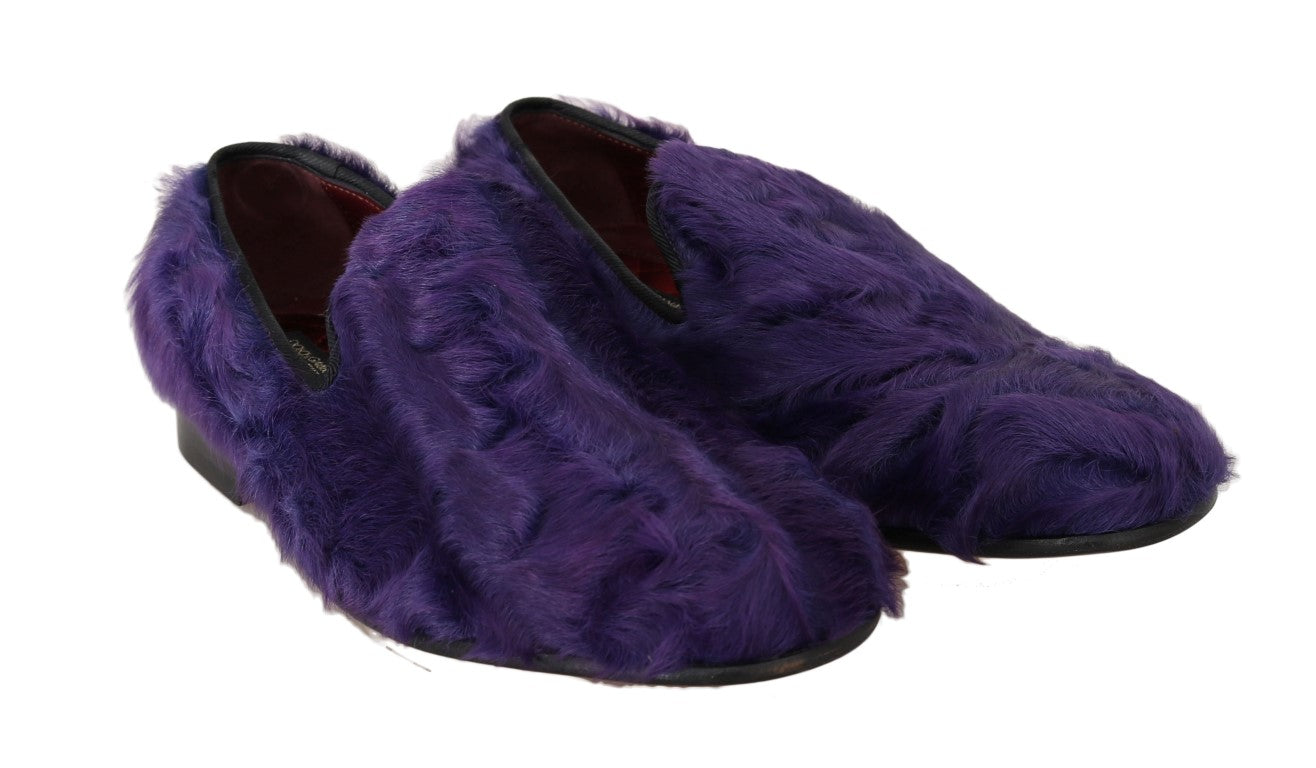 Pluche paarse schapenbont loafers