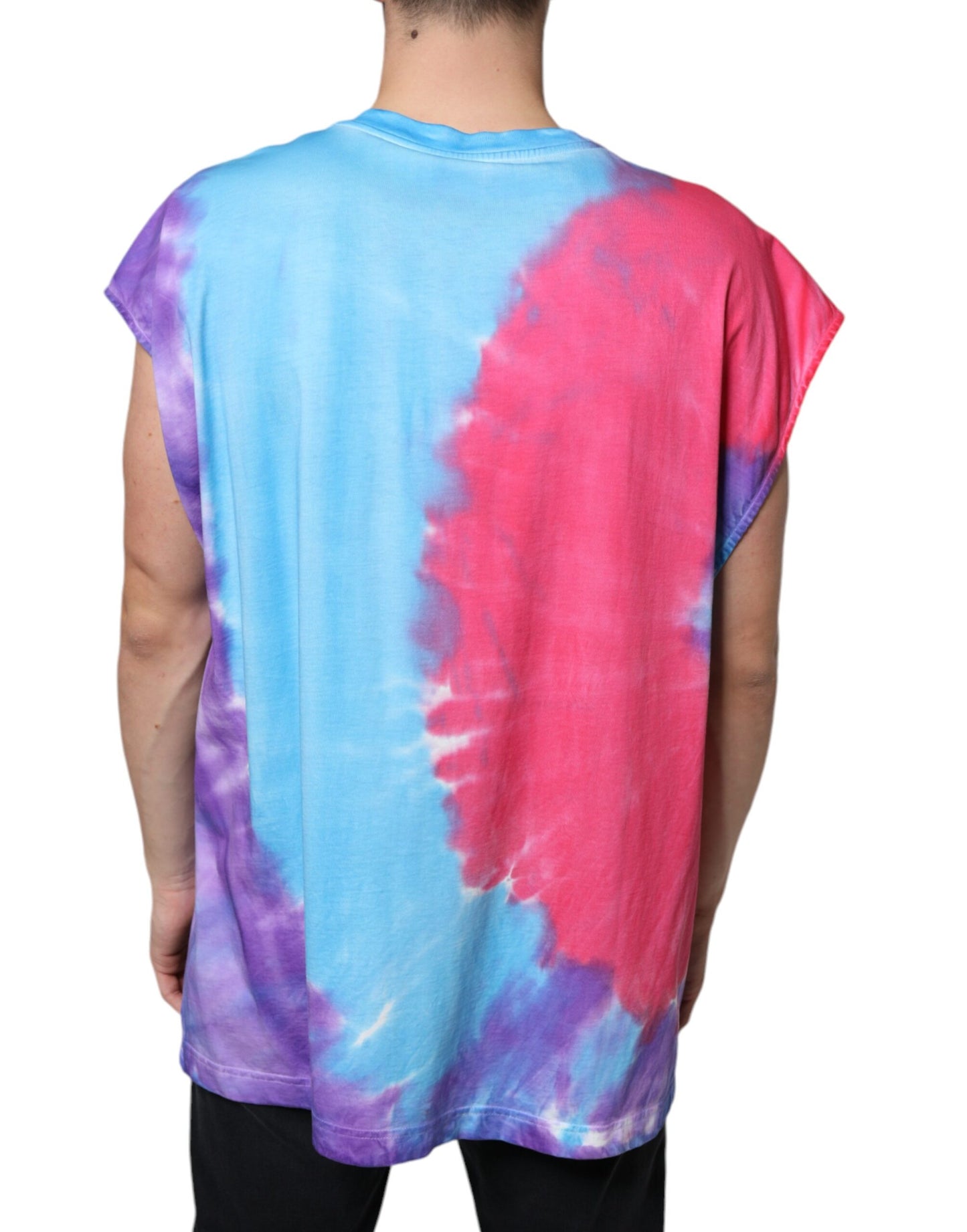 Meerkleurig Tie Dye katoenen mouwloos T-shirt