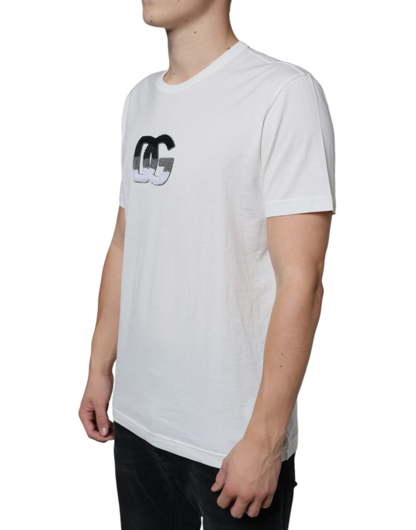 Wit katoenen DG-logoprint T-shirt