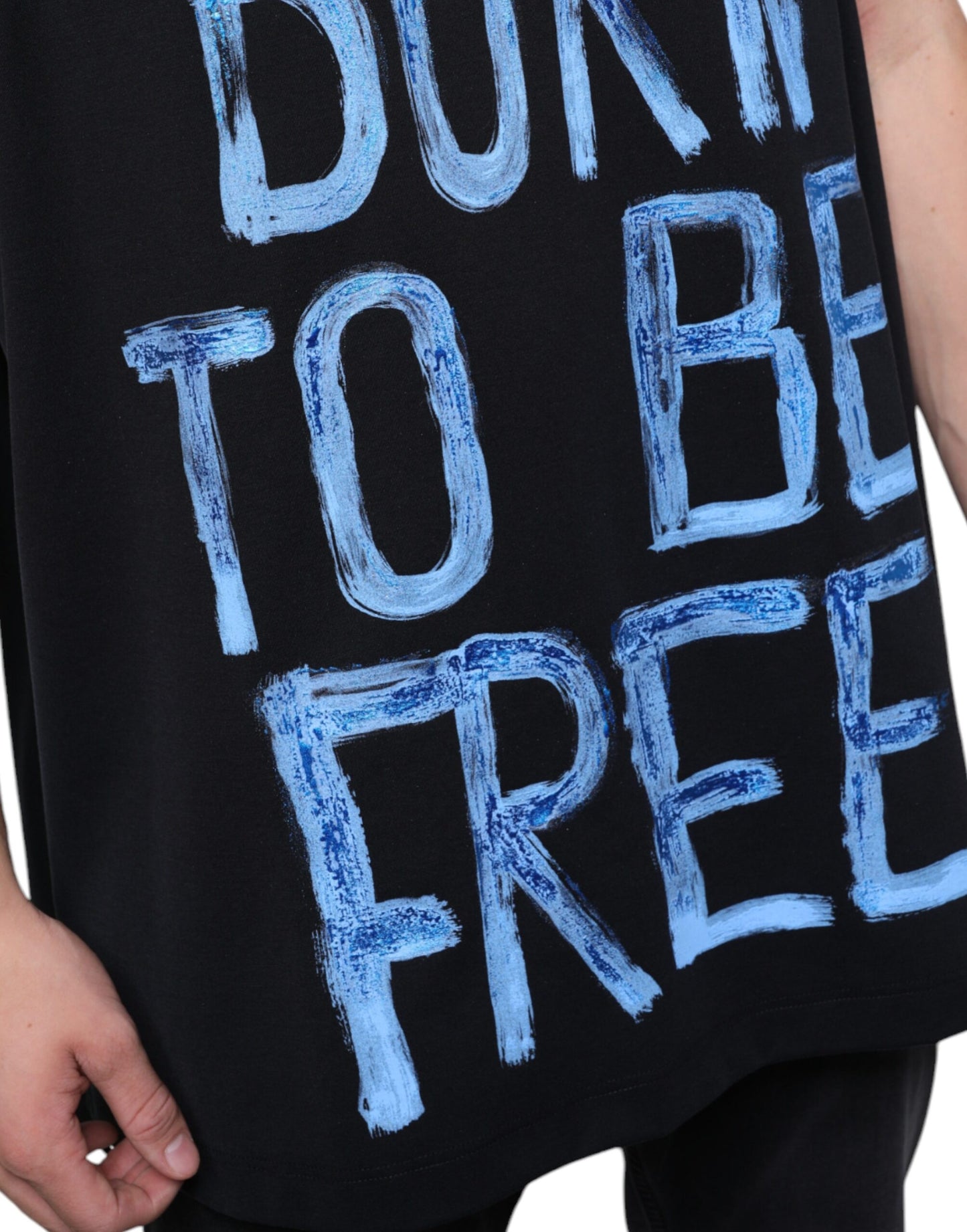 Zwart katoenen Born To Be Free mouwloos T-shirt