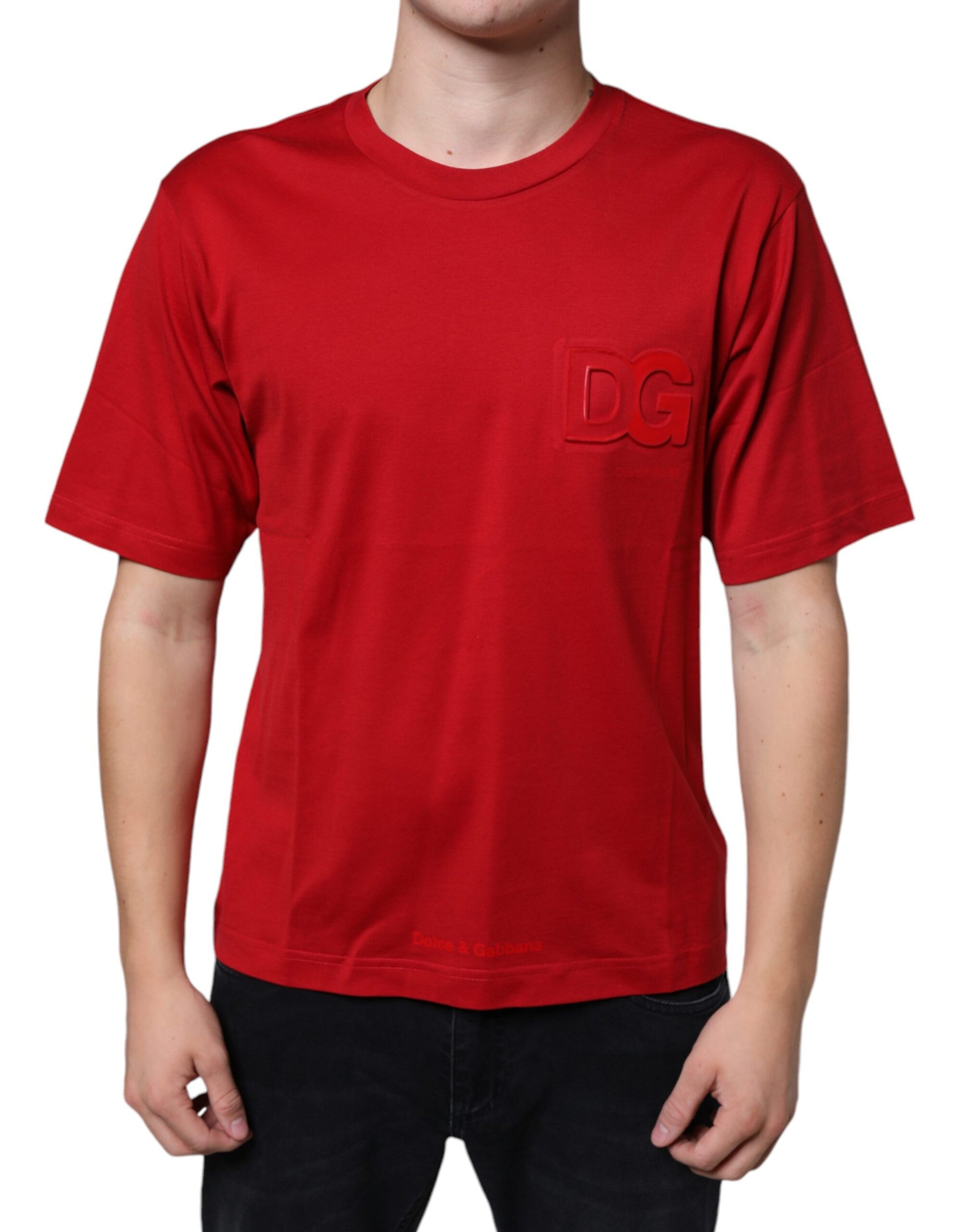 Rood katoenen DG-logoprint T-shirt met ronde hals