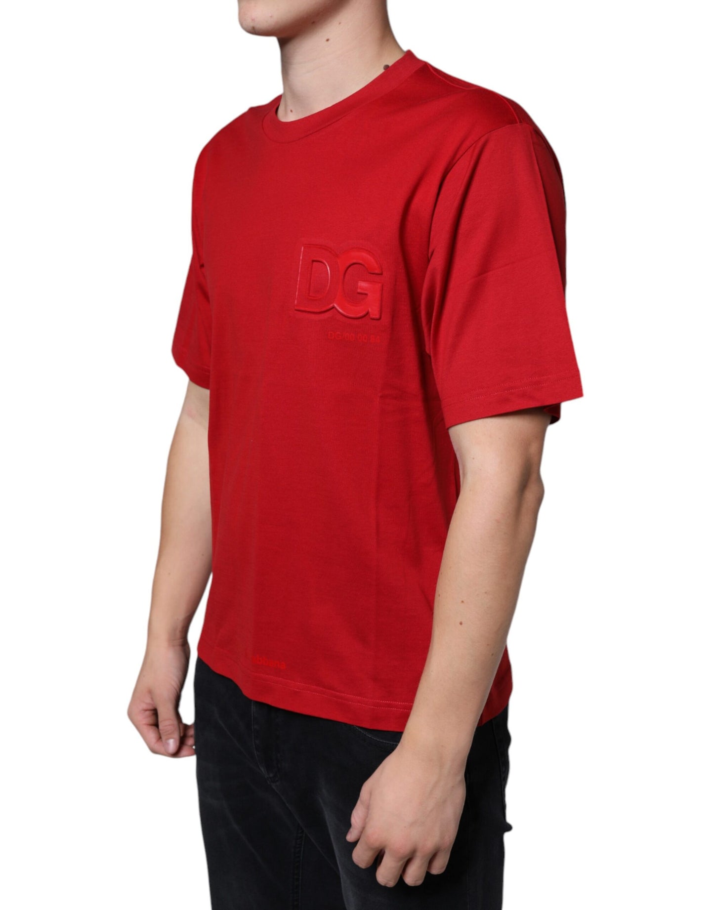 Rood katoenen DG-logoprint T-shirt met ronde hals