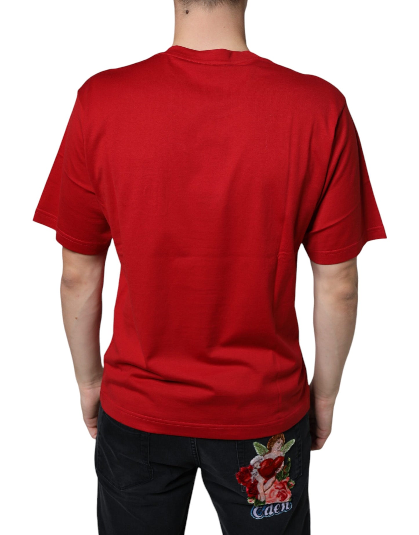 Rood katoenen DG-logoprint T-shirt met ronde hals