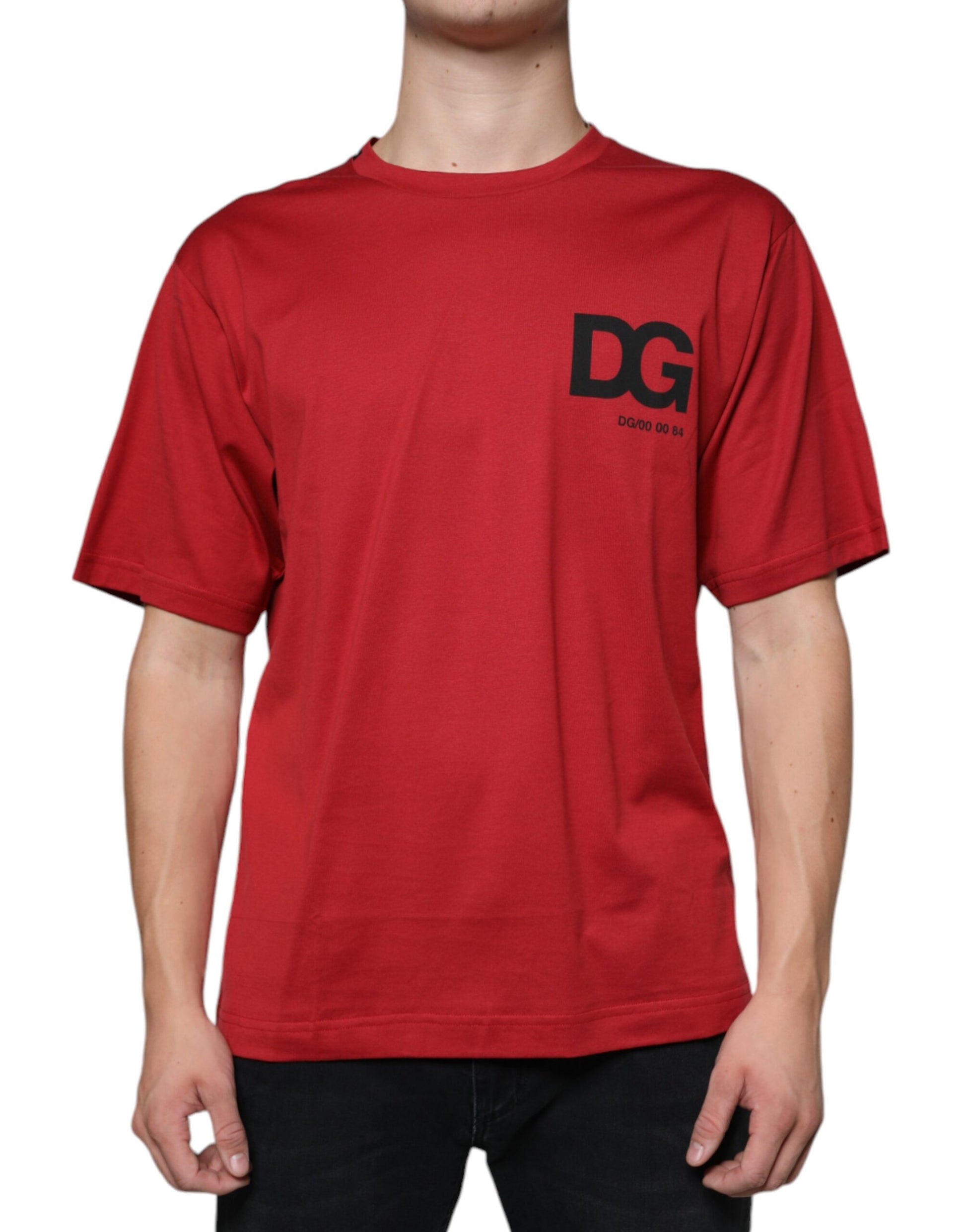 Rood katoenen DG-logoprint T-shirt met ronde hals