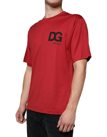 Rood katoenen DG-logoprint T-shirt met ronde hals