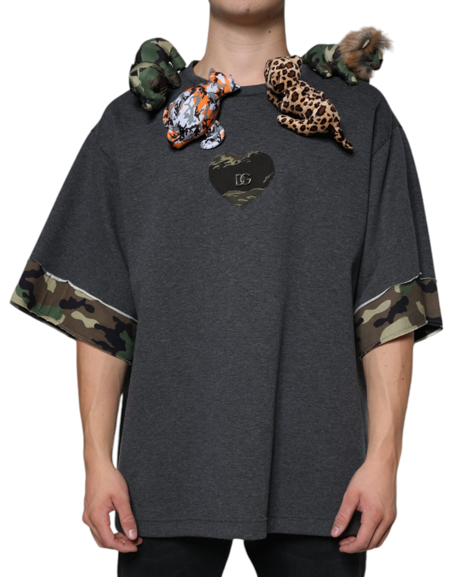 Grijs Camouflage Animal Stuff Katoenen T-shirt