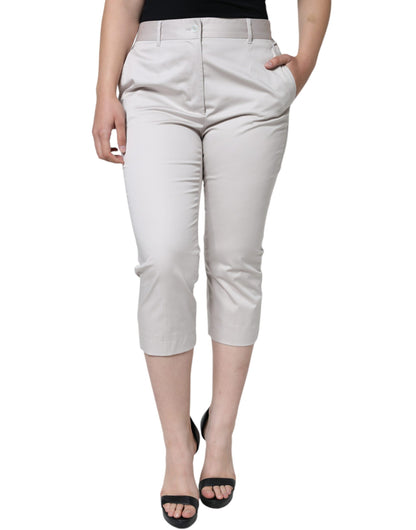 Witte katoenen skinny broek met middelhoge taille en cropped pasvorm