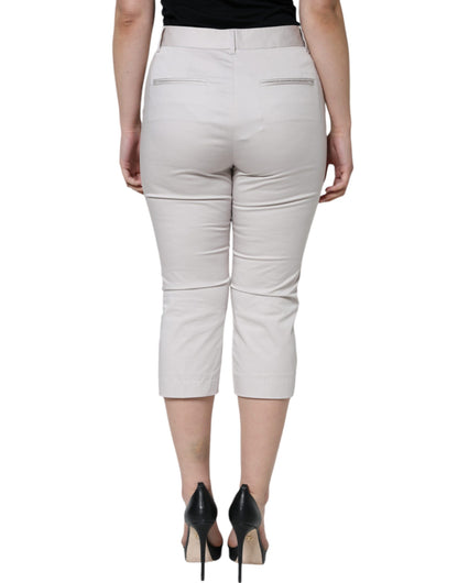 Witte katoenen skinny broek met middelhoge taille en cropped pasvorm