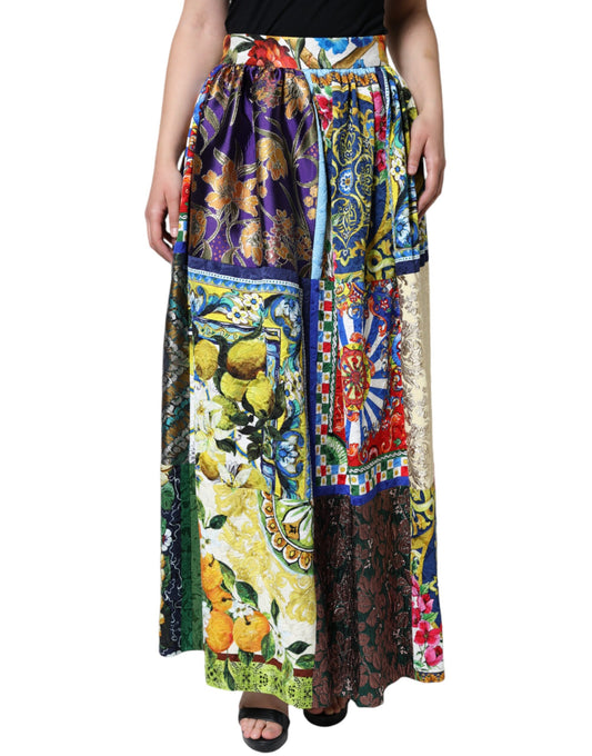 Multicolor Patchwork Sicilië Lange Maxi Rok