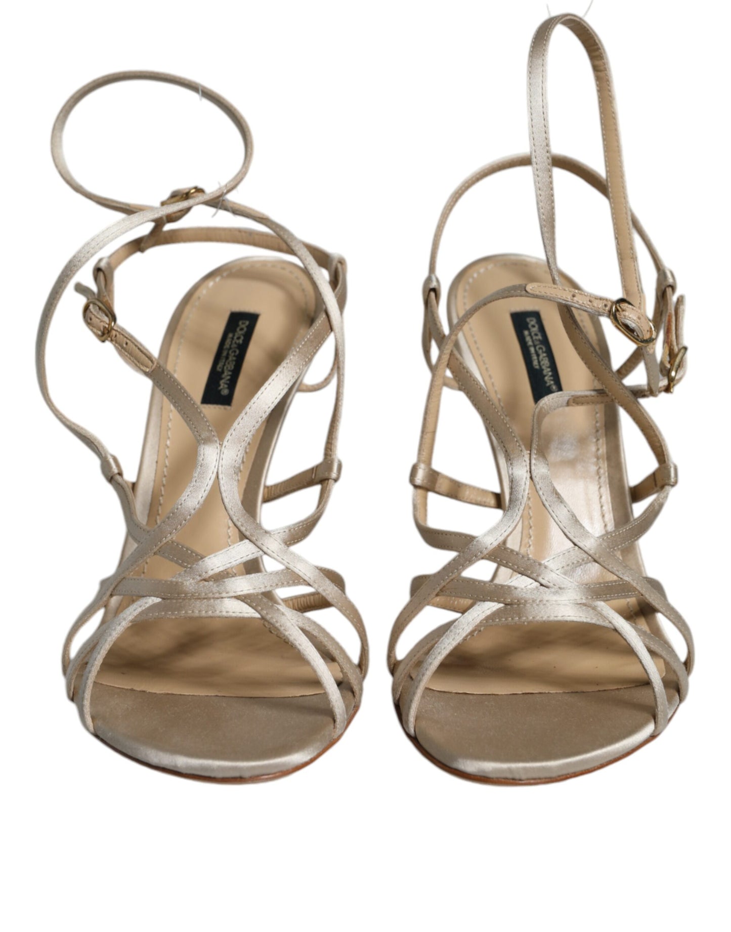 Beige leren stiletto hakken sandalen schoenen