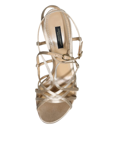 Beige leren stiletto hakken sandalen schoenen