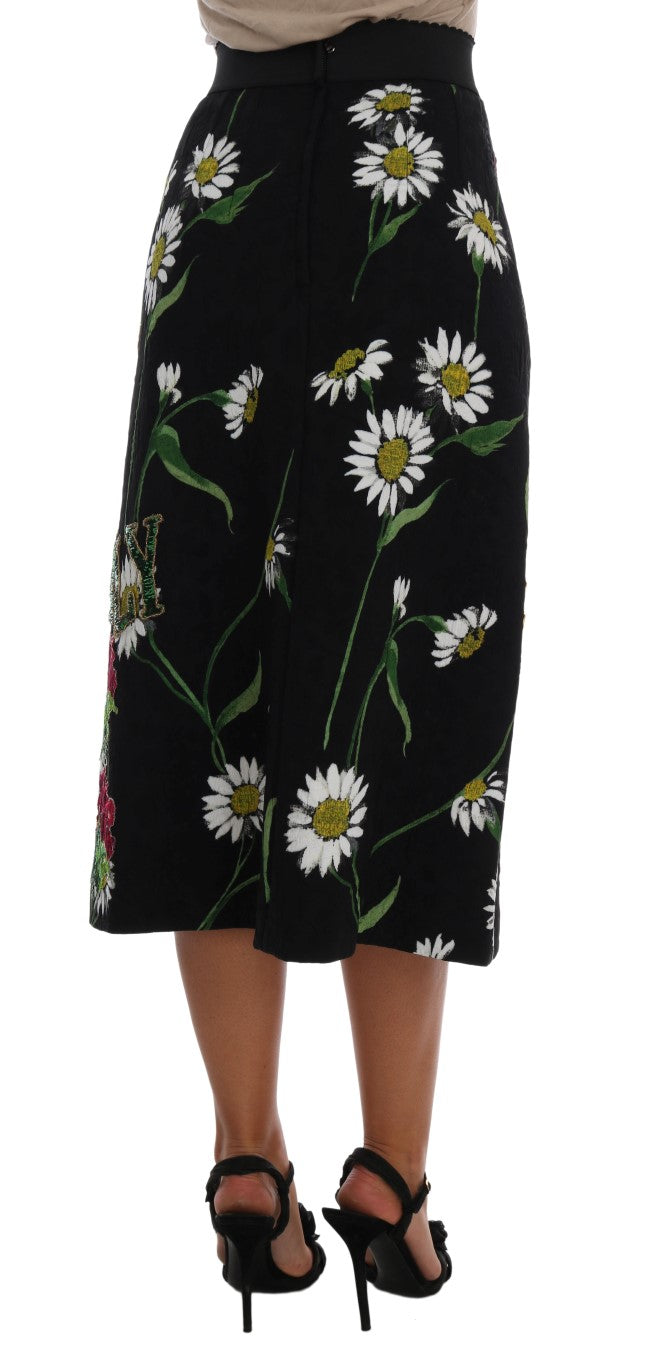 Embellished A-Line Mid-Calf Skirt