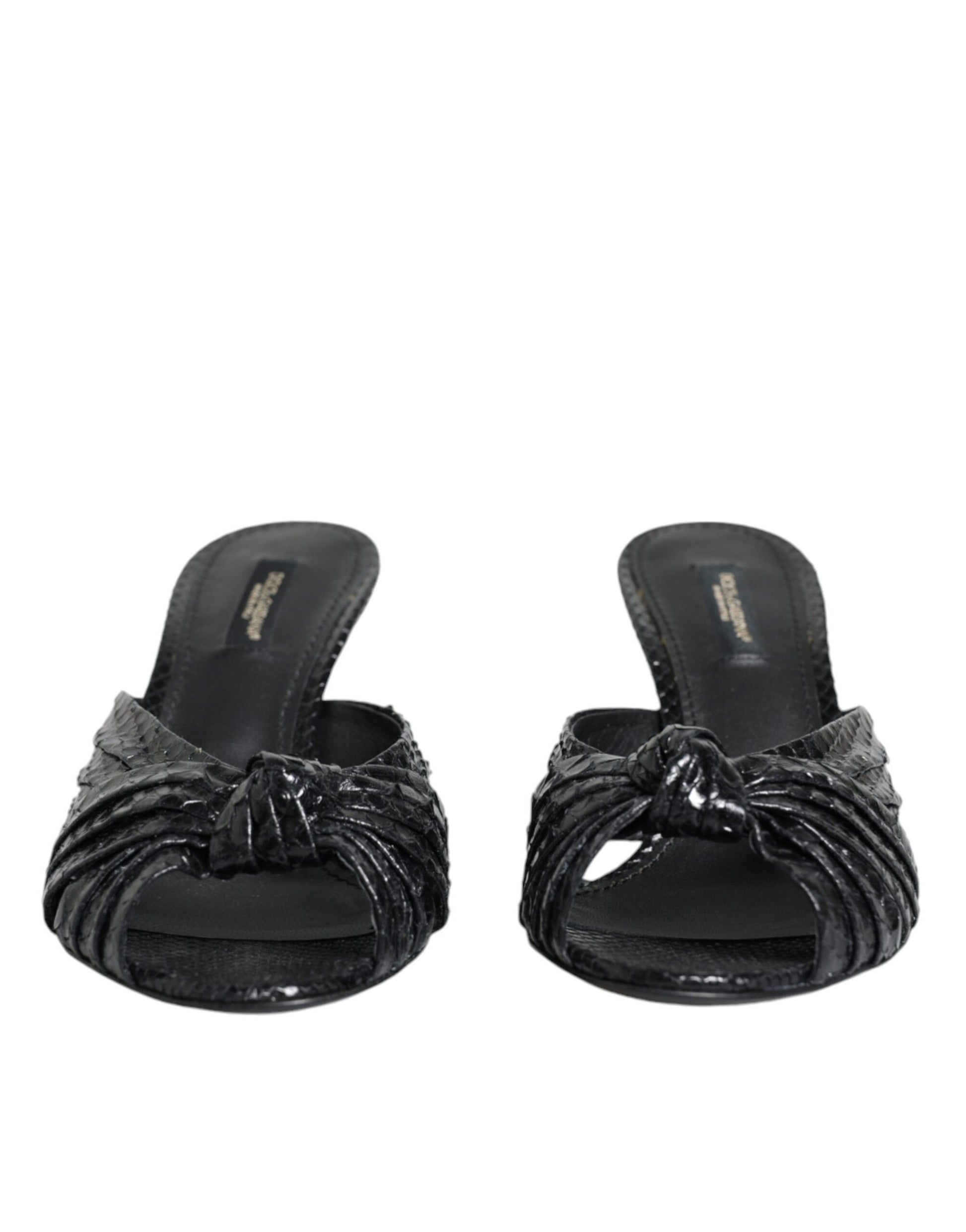 Zwarte leren hakken slippers sandalen schoenen